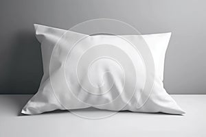 Clean front view of white pillow case mockup on bed