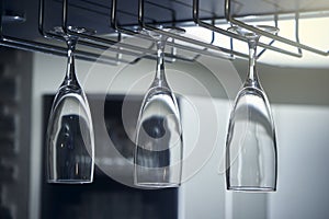 Clean the glass to dry in the kitchen