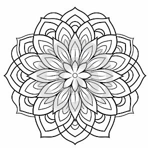 Clean And Graceful Mandala Coloring Page With Multilayered Flowers