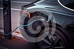 Clean and Green Electric Car Charging Up - Generative AI
