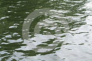 Clean green water background with sunlight reflection, green water texture