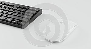Modern Computer Peripherals: Keyboard and Mouse on White Background