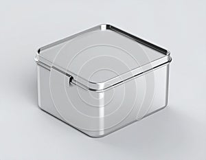 Silver Square Tin Box Mockup