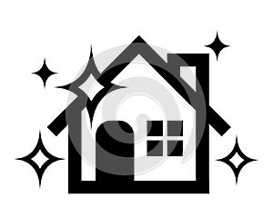 Clean house icon with sparkling.