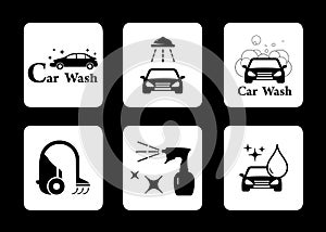 Clean icon car wash symbol set