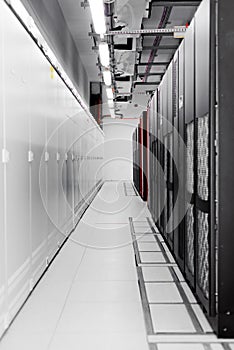 Clean industrial interior of a server room