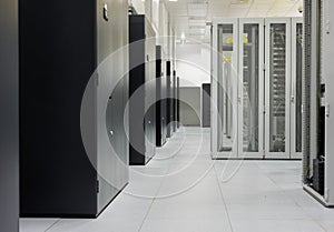 Clean industrial interior of a server room