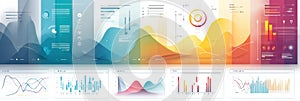 Clean Interface Dashboard Features Futuristic Charts With Soft Blur Effects Displaying Data Analysis and Performance