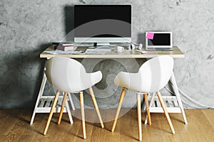 Clean interior with workplace