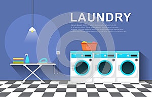 Clean Laundromat Washing Machine Laundry Tools Modern Interior photo