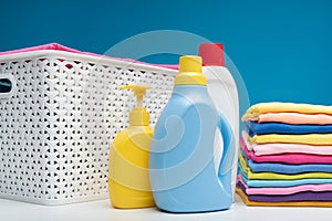 Clean laundry washed with detergents