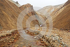 Clean but lifeless river running among deserted hills, Iceland