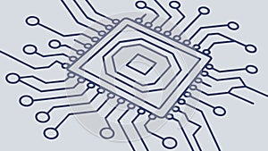 A clean line art icon of a computer CPU processor microchip, vector design Generative AI