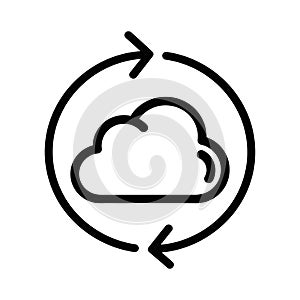Cloud Synchronization Outline Icon. Data Sync and Refresh vector.