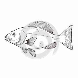 Clean-lined Fish Illustration In Flat Shading Style