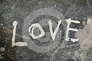 Clean Love Letter on Grunge and Dirty Cement Background Texture.