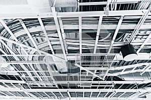 Clean managed communication cables in a cableway on the roof