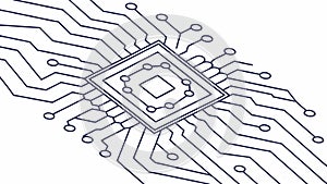 Clean Microchip Outline for Tech Diagrams Vector, vector design Generative AI