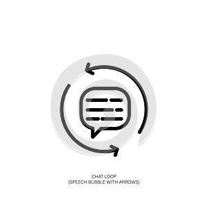 Chat Loop Icon with Speech Bubble and Circular Arrows