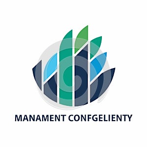 Clean and minimalist blue and green logo designed for a management company, Design a clean and minimalist logo using a circle and