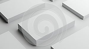 Clean, Minimalist Composition of Stacks of White Paper on a Light Gray Surface