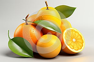Clean, minimalist 3D fruit artwork using Cinema 4D, white backdrop photo