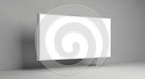 Blank White Billboard or Digital Screen Mockup on Grey Wall