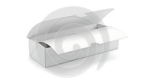 Blank White Open Cardboard Packaging Box on White Background