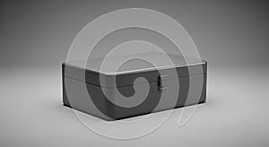 Sleek Dark Gray Rectangular Box with Clasp on Gray Background