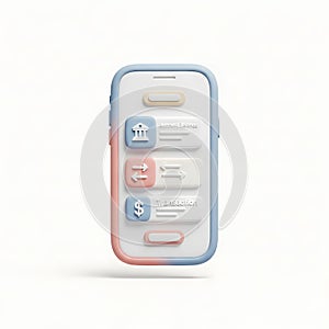 3D Mobile Banking App Interface with Icons