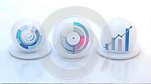 3D Spheres Representing Data Analysis and Financial Charts