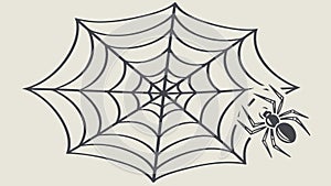 Minimalist Spider Web with Spider Graphic Vector Design Generative AI