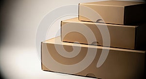 Stacked Brown Cardboard Boxes Shipping, Delivery, E-commerce Packaging, Moving, Storage