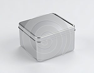 Silver Metal Box on White Background