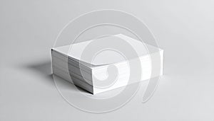 Stack of Blank White Paper Sheets on Gray Background