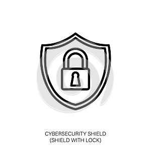 Cybersecurity Shield with Lock Icon