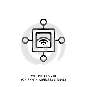 Wifi Processor Icon - Chip with Wireless Signal