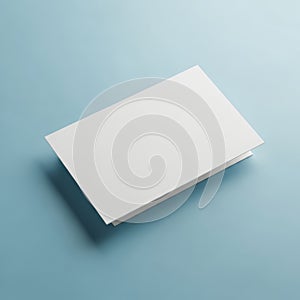Blank White Folded Card Mockup on Light Blue Background