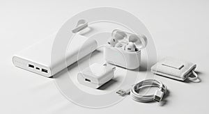 White Tech Essentials on White Background