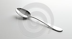 Simple Silver Spoon on White Background