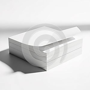 Stack of Blank White Paper with Curled Top Sheet