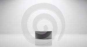 Minimalist Dark Cylinder Pedestal on White Background with Soft Lighting