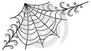 Minimalist Corner Spider Web Vector Element, vector design Generative AI