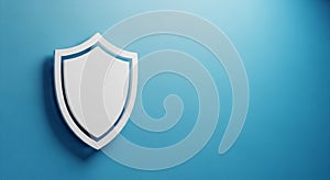 Simple White Shield Icon on a Gradient Blue Background symbol security