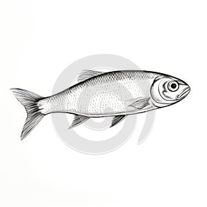 Sardine Illustration In Ricoh R1 Style On White Background photo