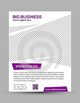 Clean modern business flyer template in purple white design