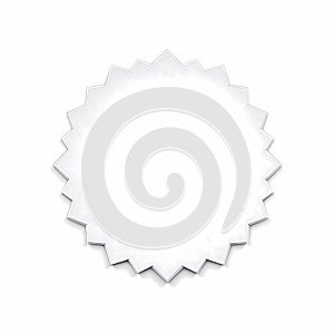Glossy Starburst Badge with Shadow on White Background