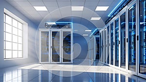 Data Center Server Room Modern IT Infrastructure, Cloud Computing