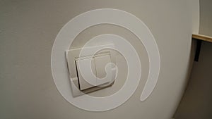 Modern White Double Electrical Wall Switch in Home