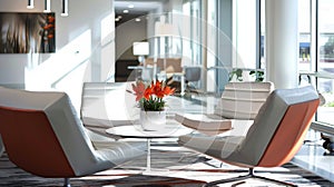 Clean and modern furnishings providing ample copy space